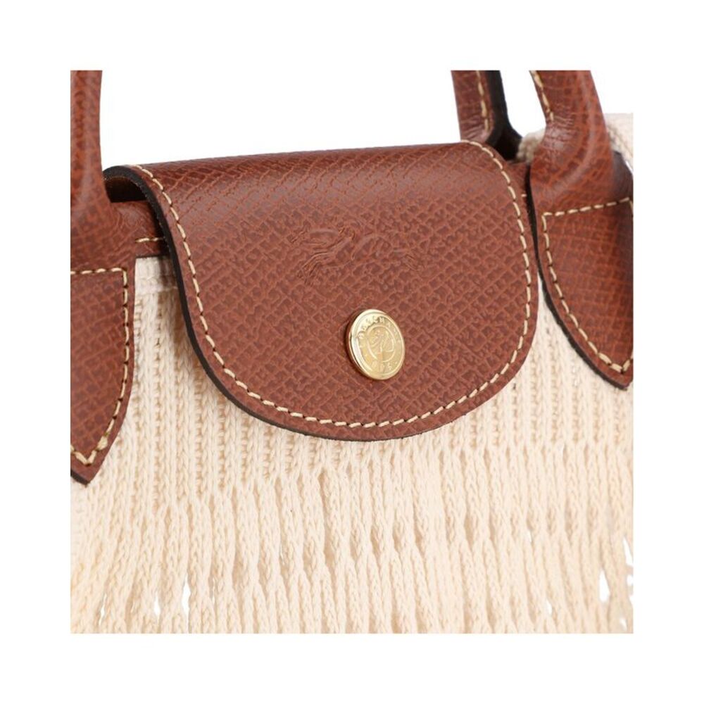 Longchamp Le Pliage Filet Large Mesh Handle Bag With Strap, White - Picture 4 of 4